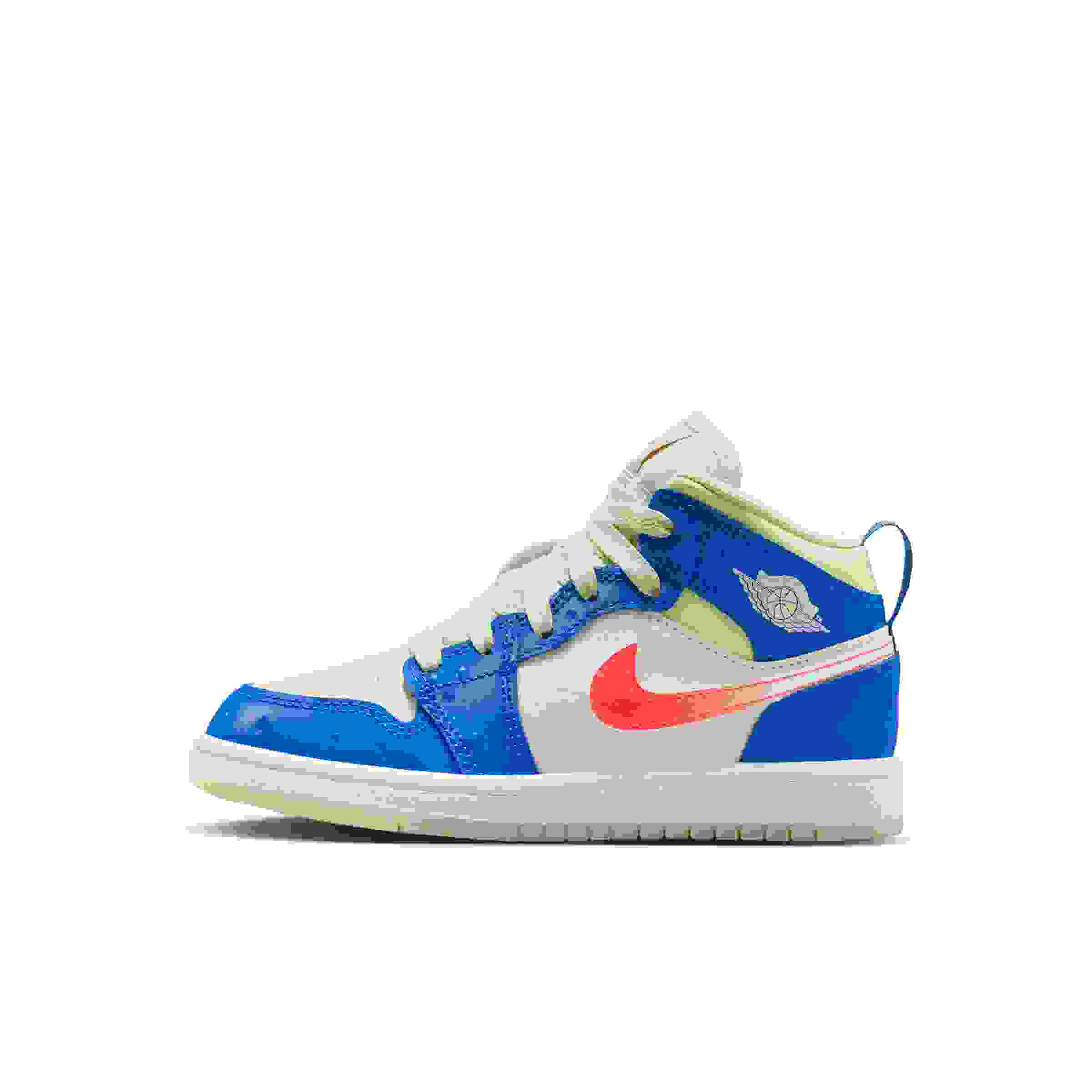 Jordan 1 Mid SE Preschool Boys' "Game Royal/Barely Volt/Infrared 23/Pale Ivory" Shoe